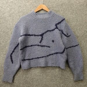 Paloma Wool Sweater Women SMALL Alpaca Blue Slate Figure Body Art Abstract
